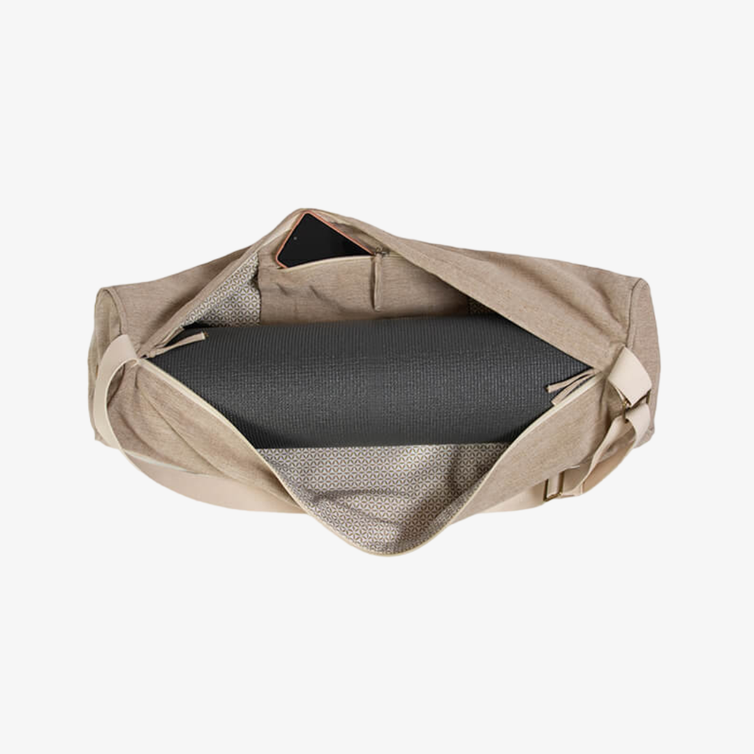 Organic Cotton Two Toned Yoga Mat Bag - Ecru