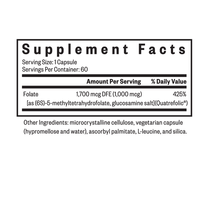 L-Methylfolate 1mg | 60 Capsules | Seeking Health