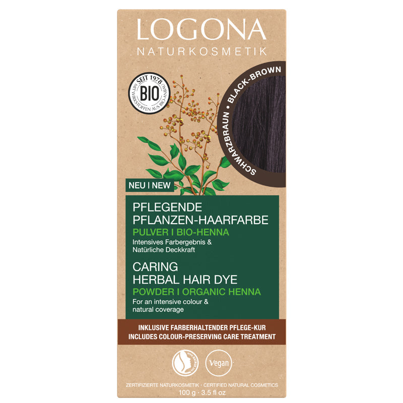 Logona Herbal Hair Dye Powder Black Brown 100g