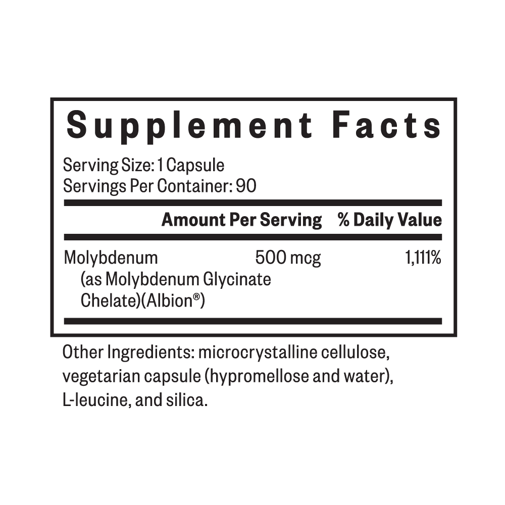 Molybdenum 500 | 90 Capsules | Seeking Health