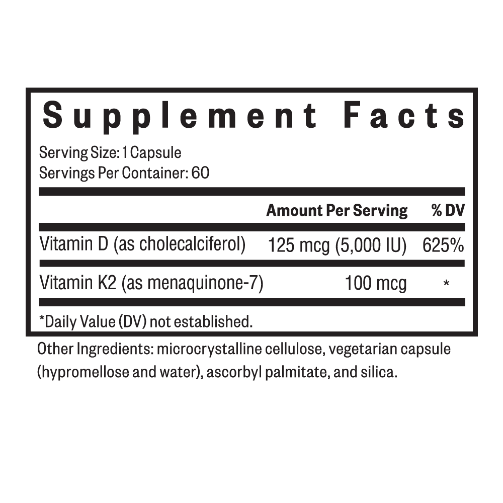 Vitamin D3 + K2 | 60 Capsules | Seeking Health