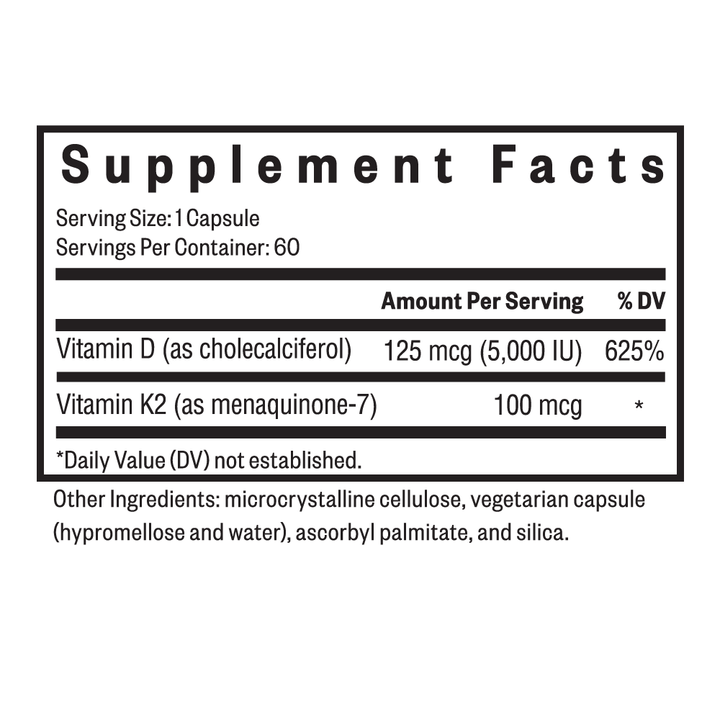 Vitamin D3 + K2 | 60 Capsules | Seeking Health