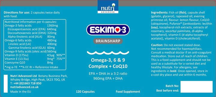 Eskimo-3 Brainsharp Fish Oil 120 Capsules