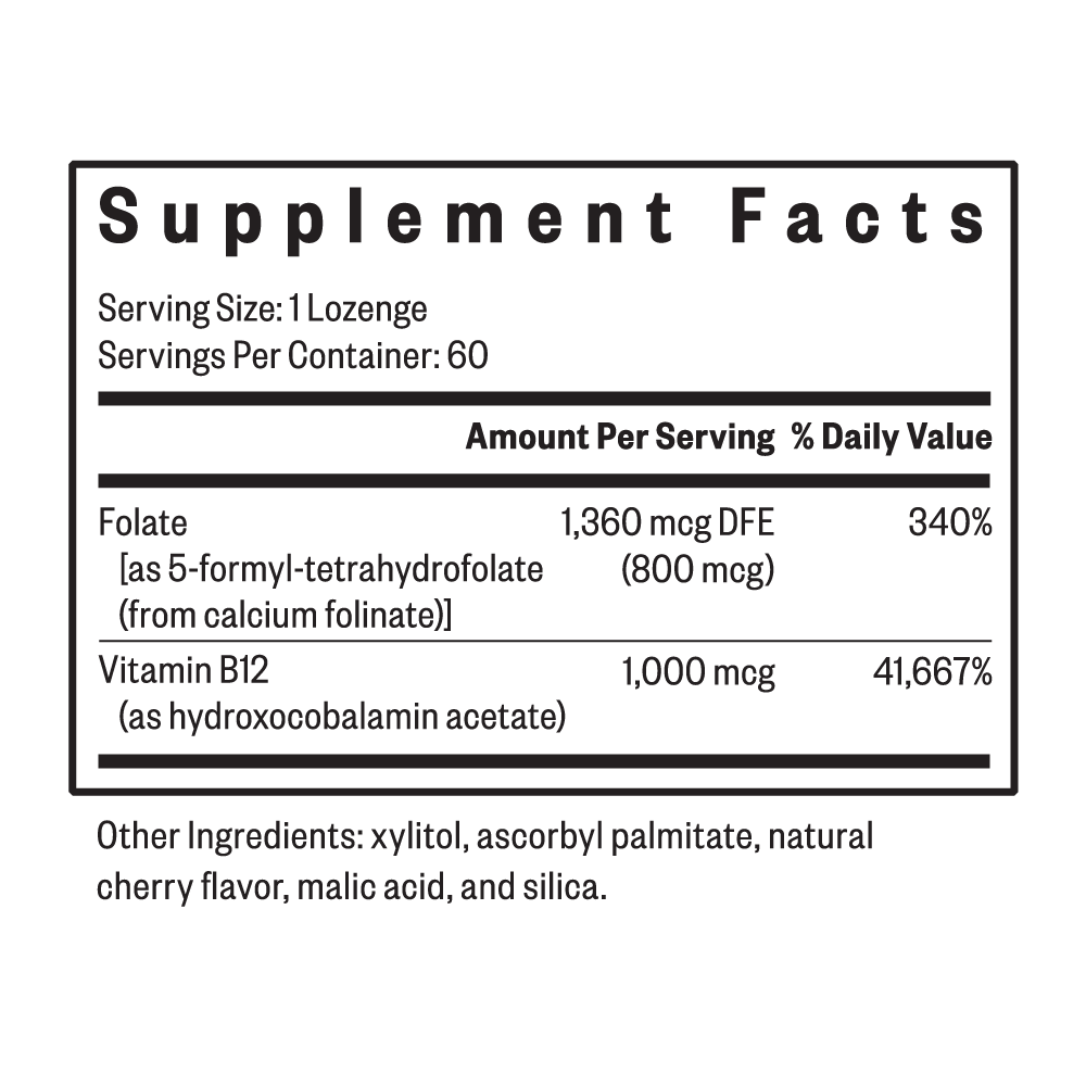 Hydroxo B12 with Folinic Acid | 60 Lozenges | Seeking Health