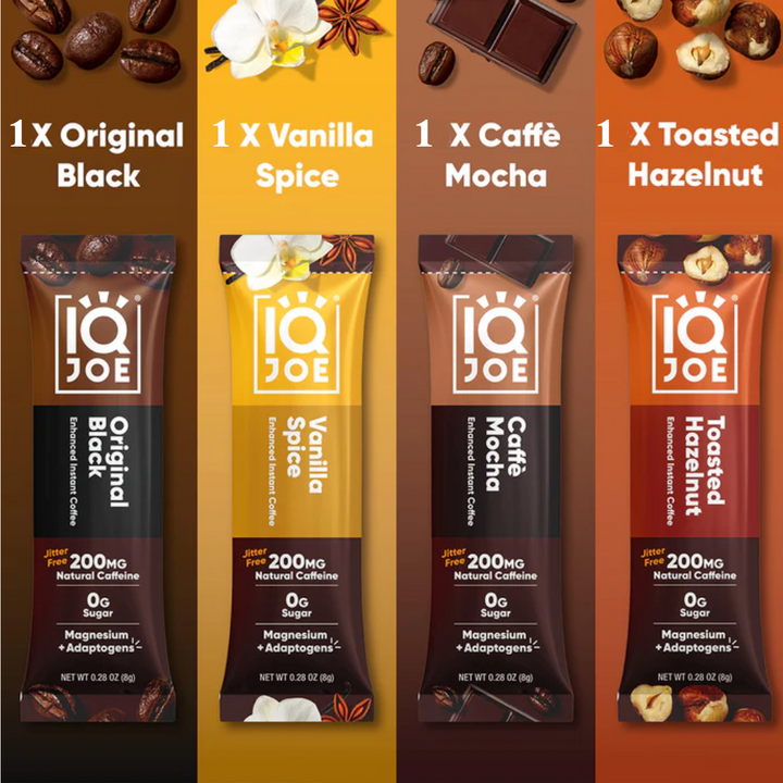 IQJOE Adaptogenic Coffee with Magnesium - 4 Sachet Variety samples