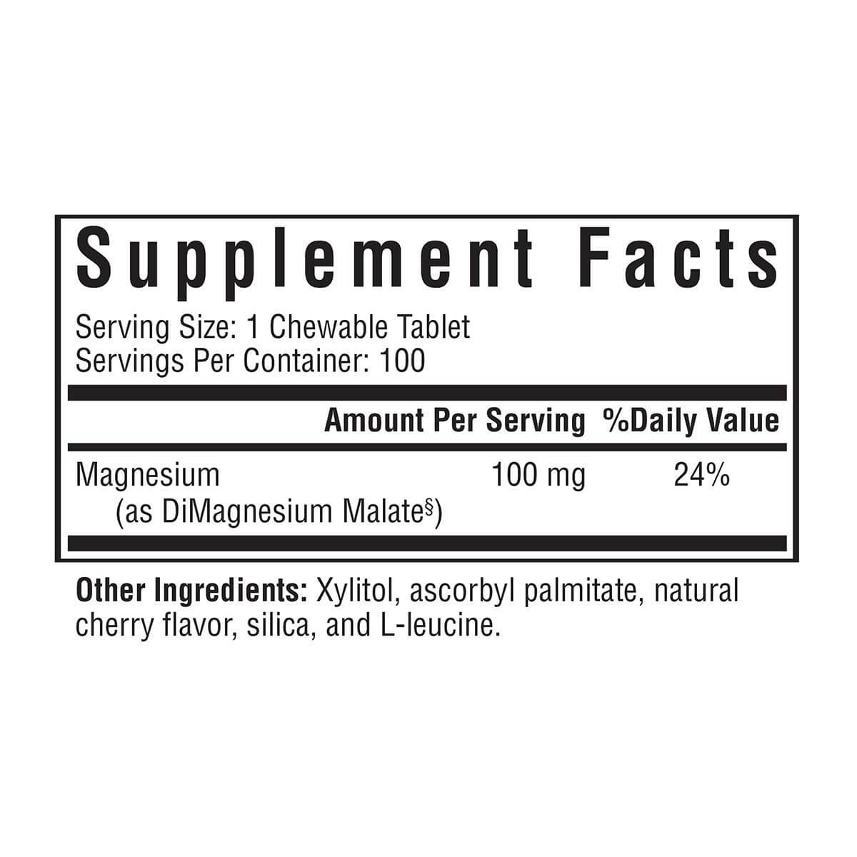 Magnesium Malate Chewable | 100 Tablets