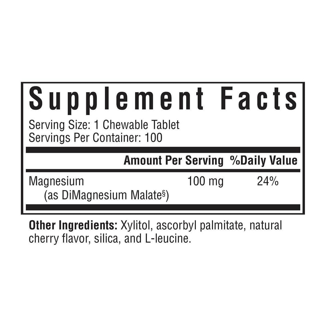 Magnesium Malate Chewable | 100 Tablets