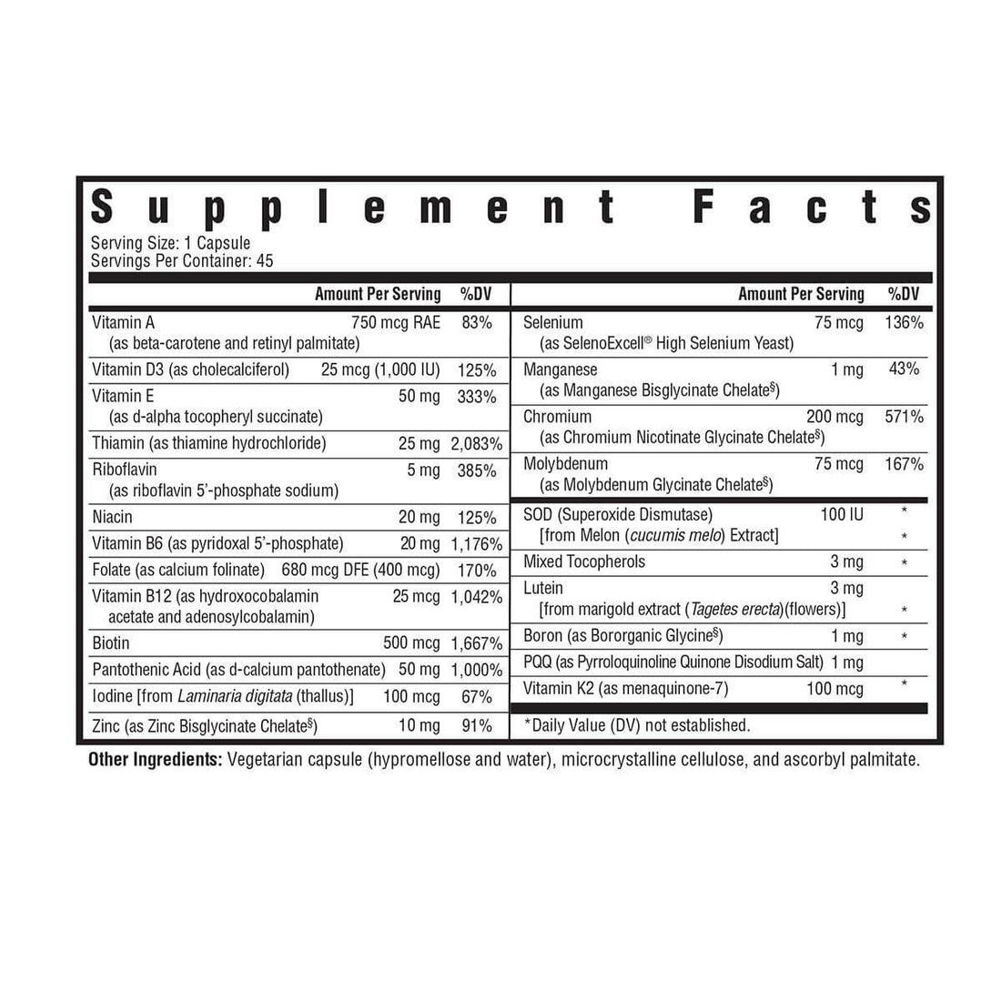 Multivitamin One MF | 45 veg Capsules