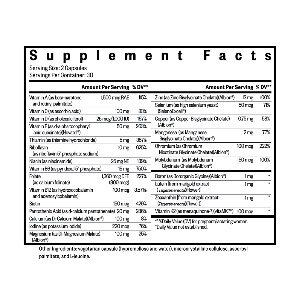 Prenatal Essentials MF | Methyl Free | Seeking Health | 60 Caps