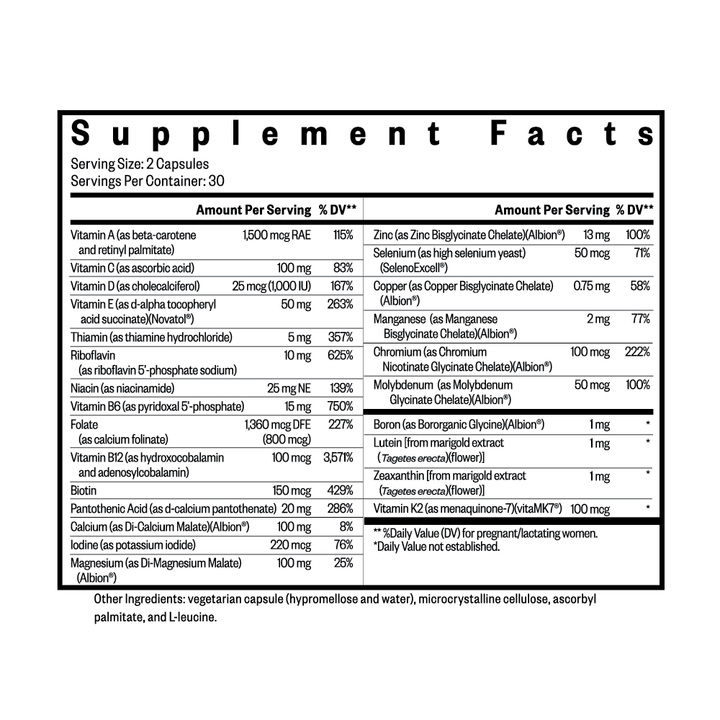 Prenatal Essentials MF | Methyl Free | Seeking Health | 60 Caps