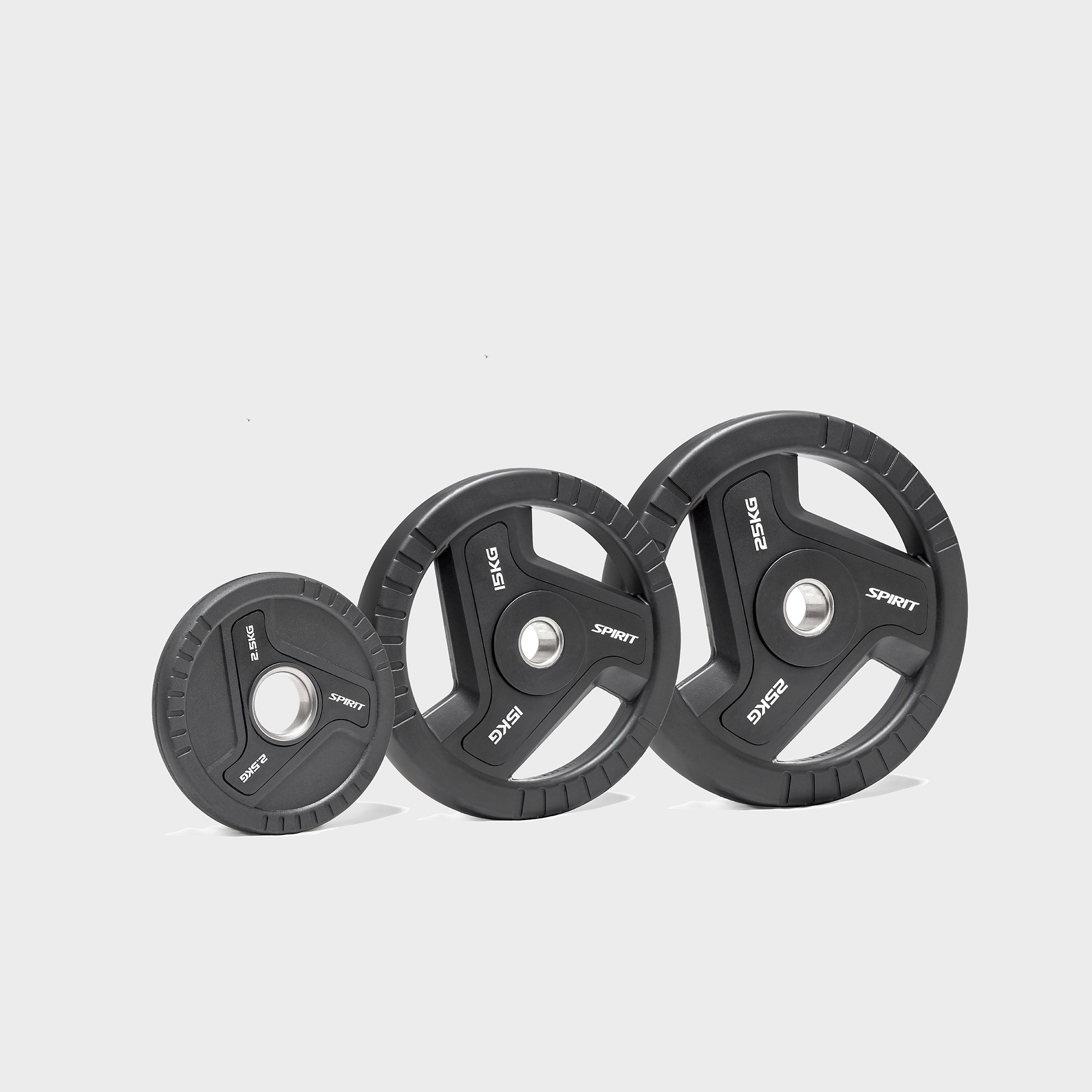 Spirit Fitness 45kg Olympic Rubber Tri Grip Weight Set with EZ Curl Bar