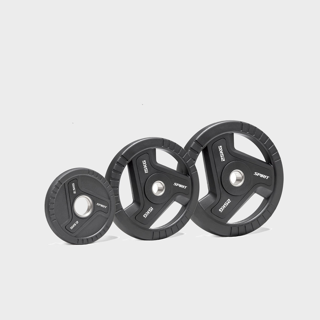 Spirit Fitness 75kg Olympic Rubber Tri Grip Weight Set with EZ Curl Bar