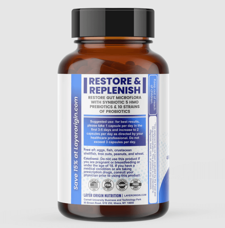 SuperHMO Synbiotic 5 HMOs +10 Probiotics | 60 Capsules