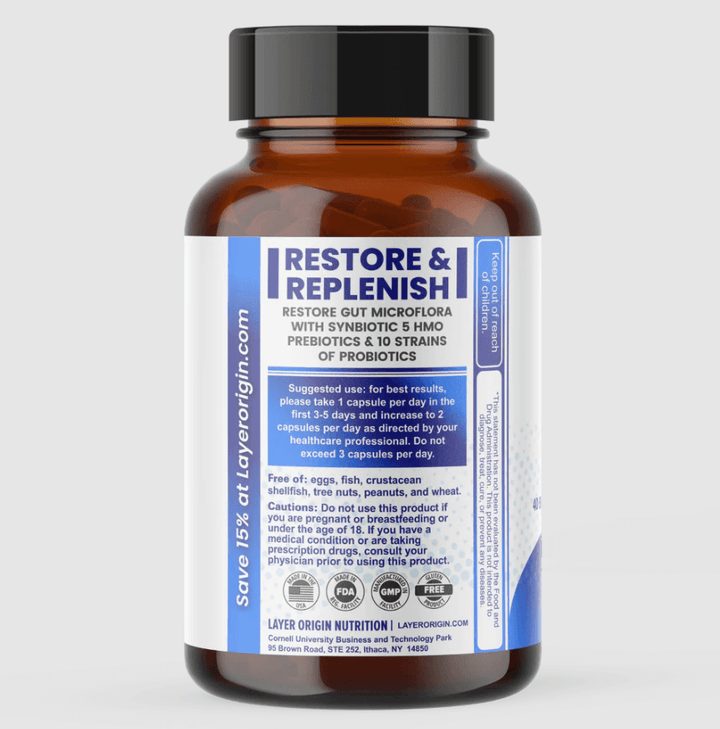 SuperHMO Synbiotic 5 HMOs +10 Probiotics | 60 Capsules