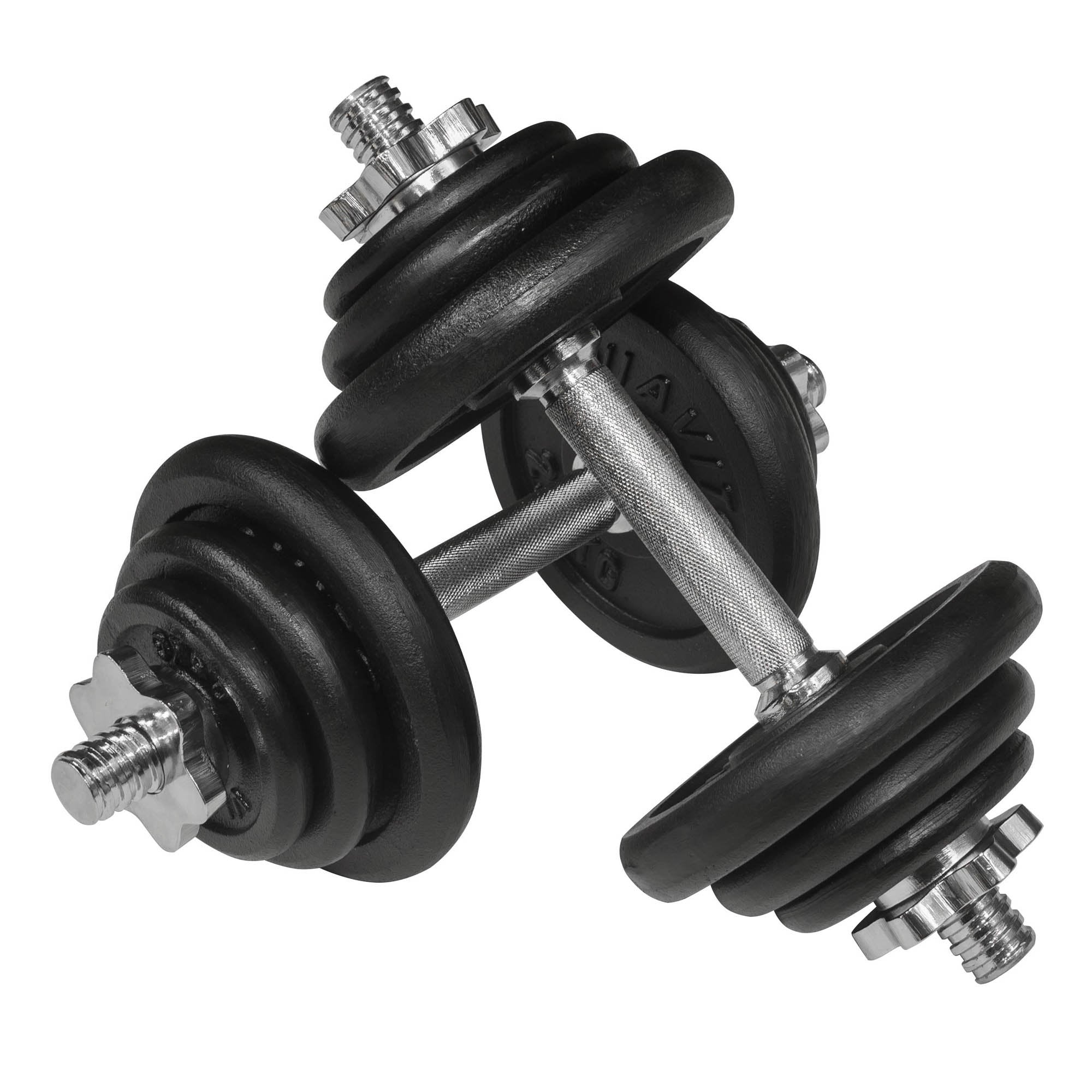 Viavito 20kg Black Cast Iron Dumbbell Set with 4ft EZ Curl Bar