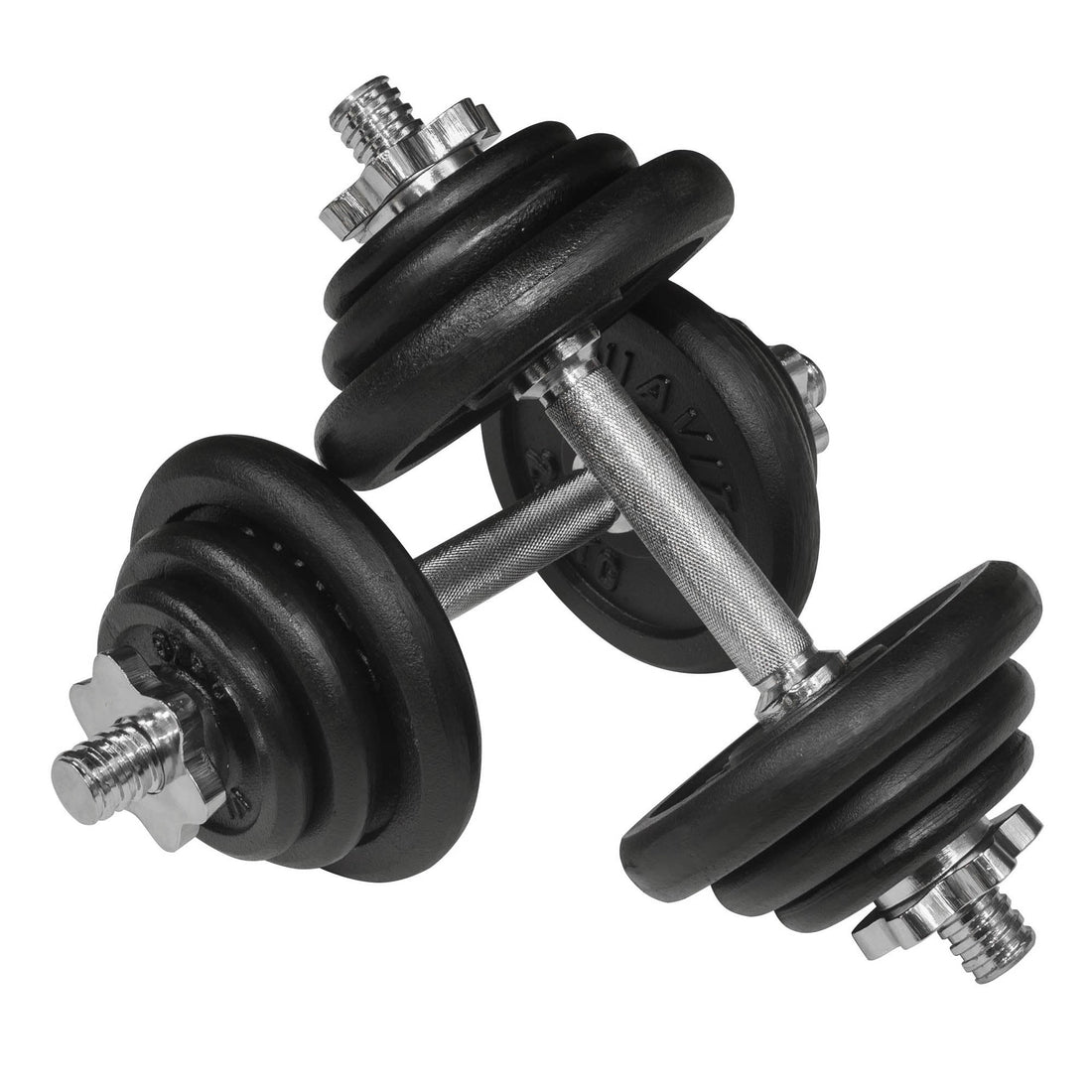Viavito 20kg Black Cast Iron Dumbbell Set with 4ft EZ Curl Bar