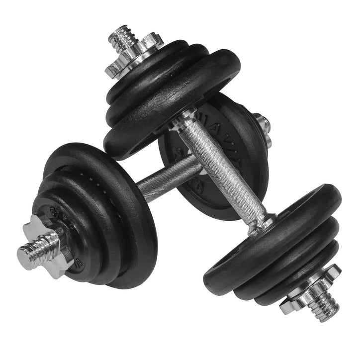 Viavito 20kg Black Cast Iron Dumbbell Set with 4ft EZ Curl Bar