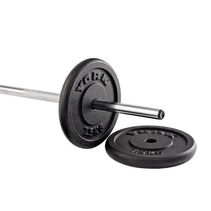 |York 2 x 7.5kg Black Cast Iron 1Inch Plates|