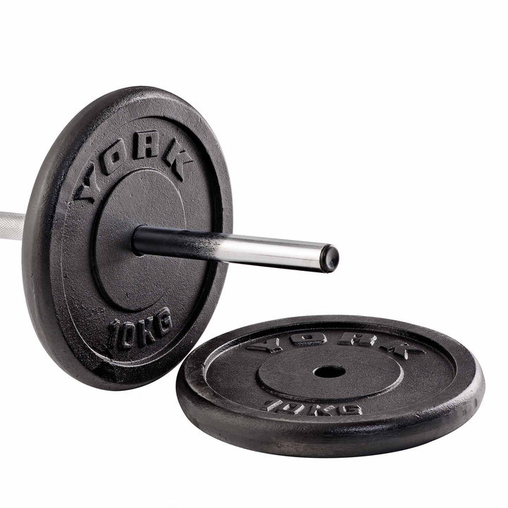 York 2x 10kg Black Cast Iron 1Inch Plates